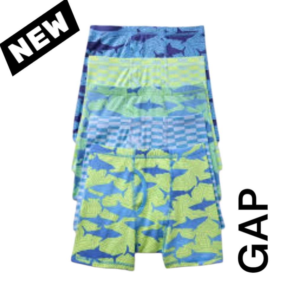 NEW GAP Kids Boxer Briefs Organic Cotton - Blue and Lime Shark Pattern